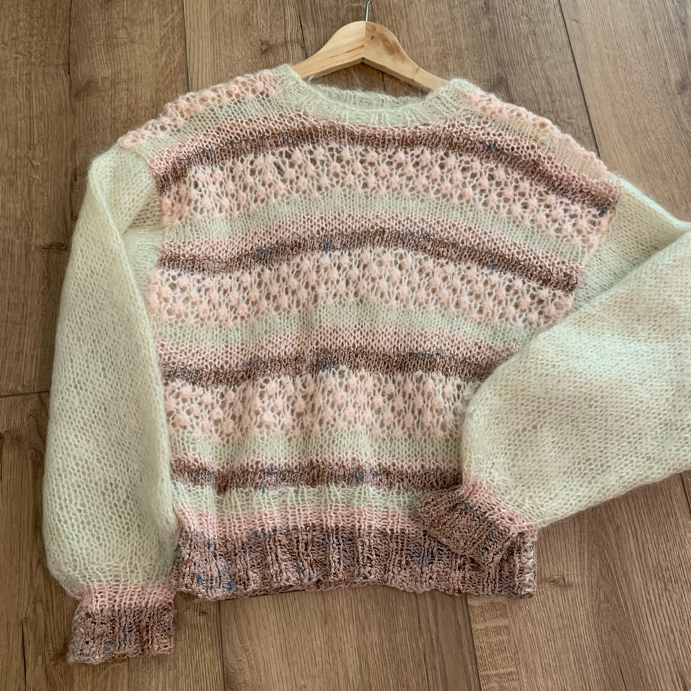Mohair vintage open knit neutral sweater